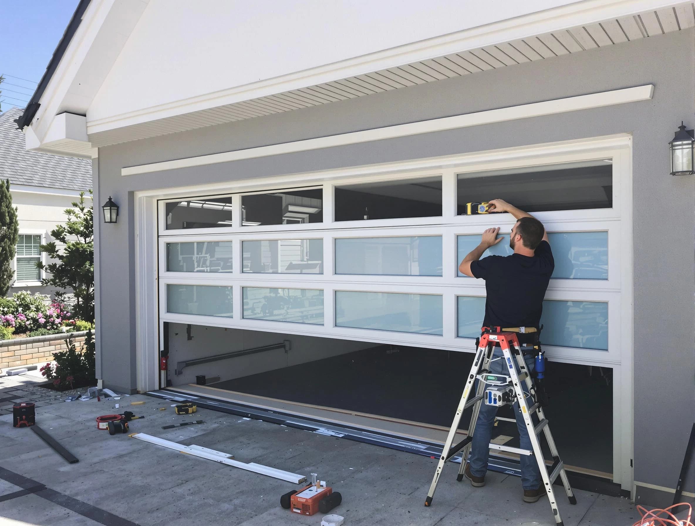 Clarkston Garage Door Repair team performing garage door replacement in Clarkston
