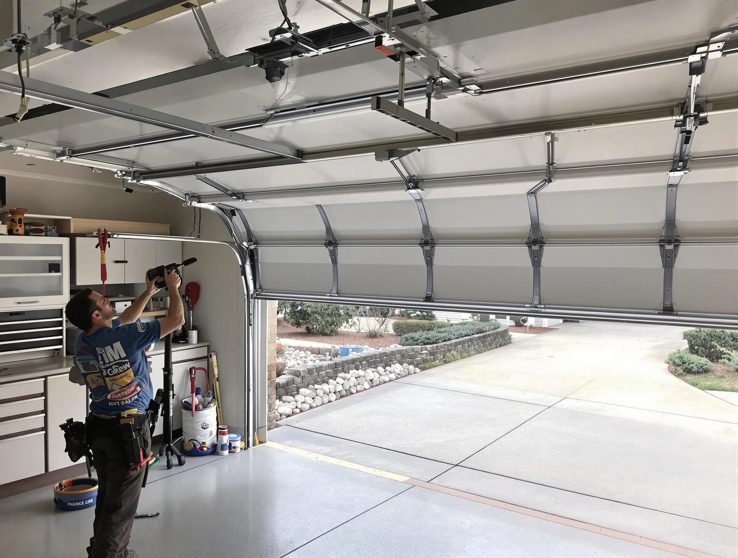 Garage door track repair service by Clarkston Garage Door Repair in Clarkston