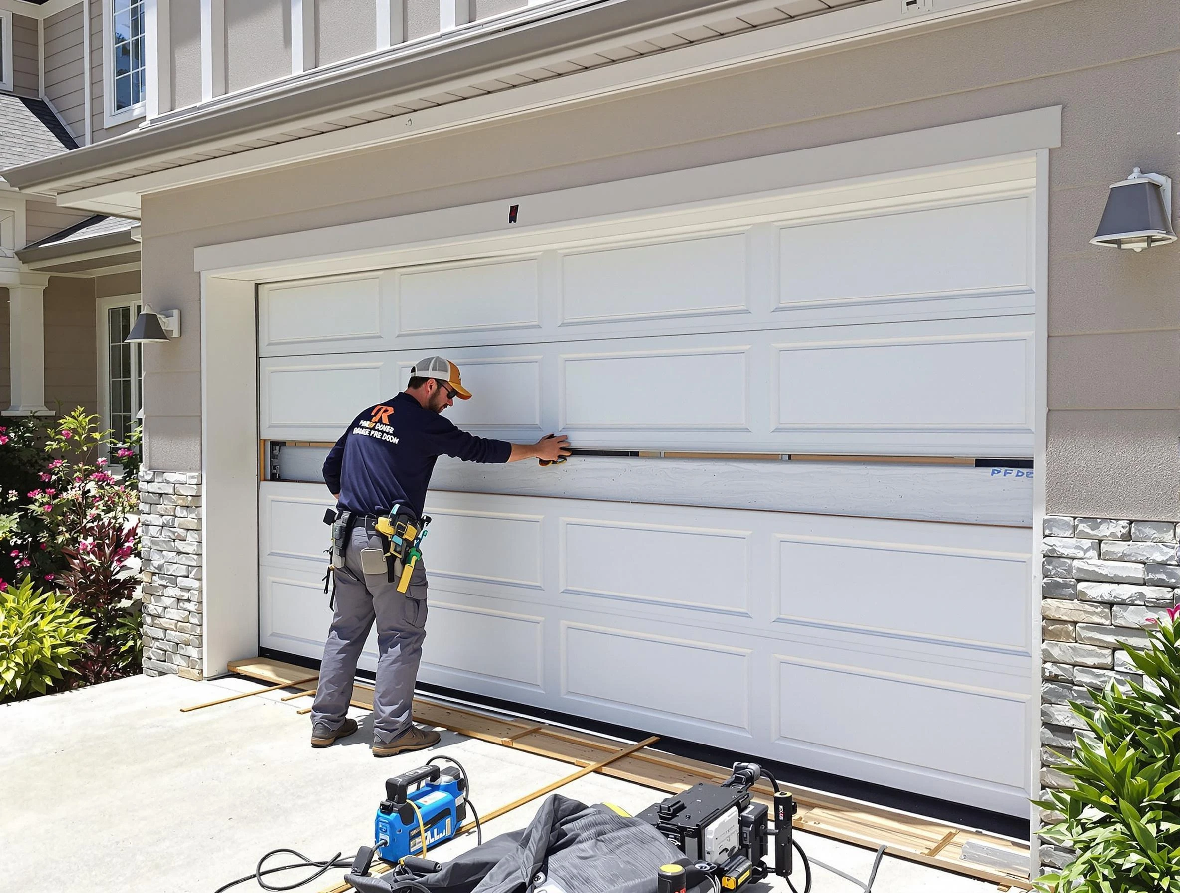 Clarkston Garage Door Repair team performing complete garage door replacement at Clarkston residence
