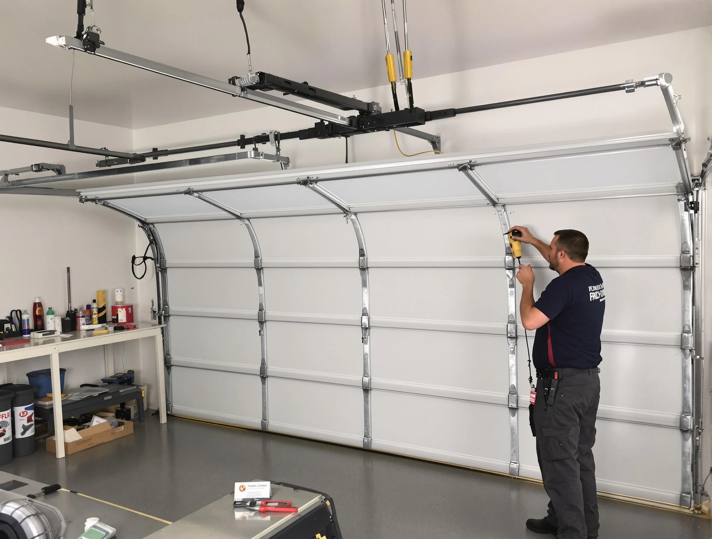 Clarkston Garage Door Repair certified technician performing overhead door system repair in Clarkston