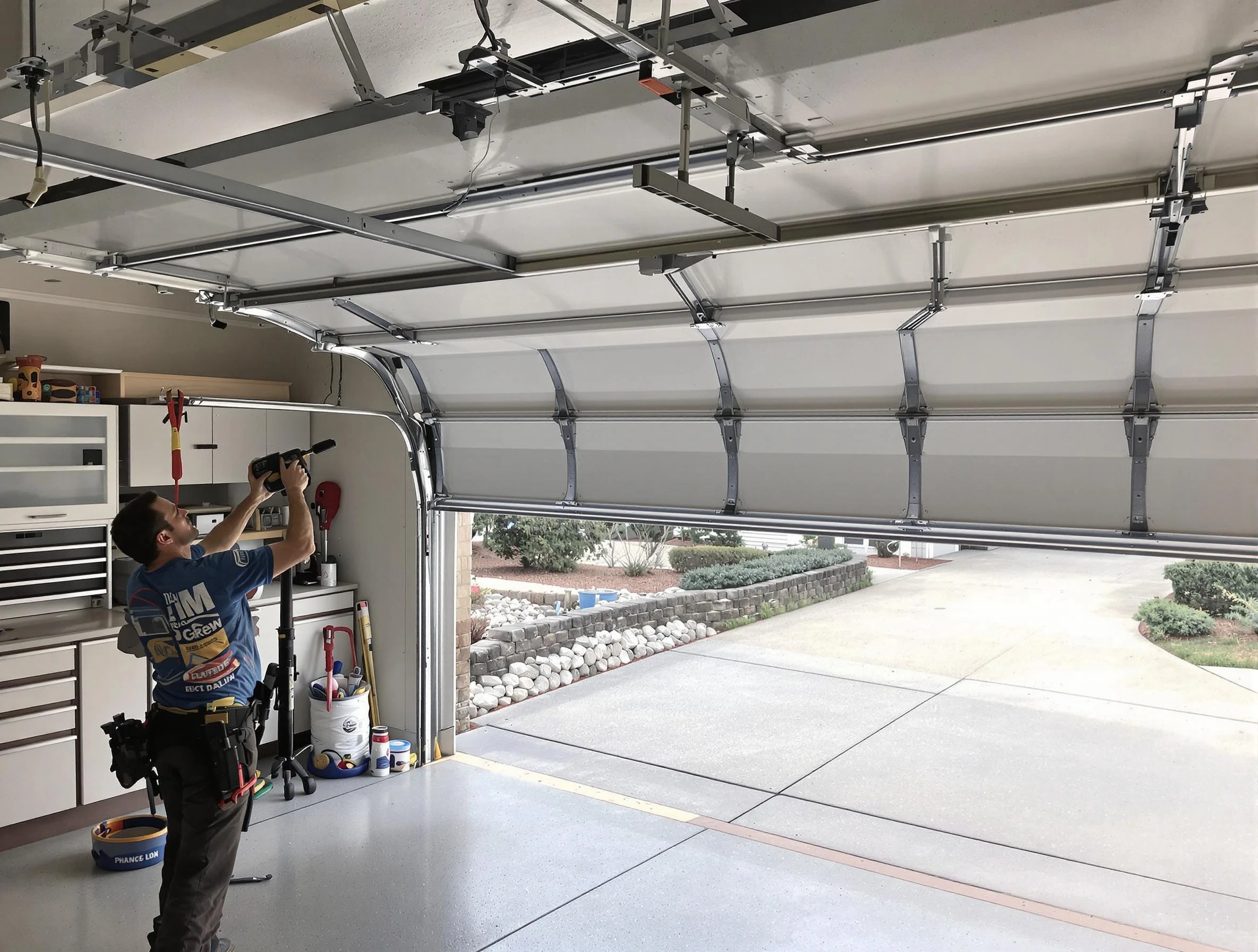 Garage door track repair service by Clarkston Garage Door Repair in Clarkston